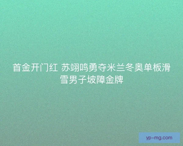 首金开门红 苏翊鸣勇夺米兰冬奥单板滑雪男子坡障金牌